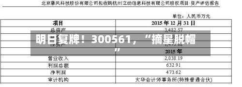 明日复牌！300561，“摘星脱帽”-第2张图片