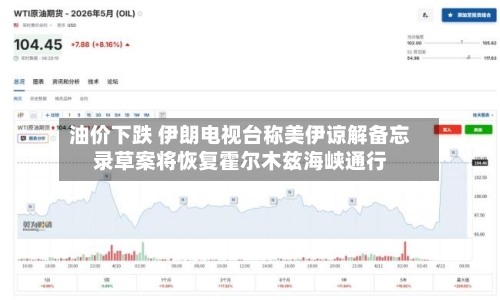 油价下跌 伊朗电视台称美伊谅解备忘录草案将恢复霍尔木兹海峡通行