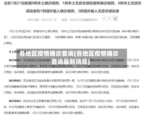 各地区疫情确诊查询(各地区疫情确诊查询最新消息)