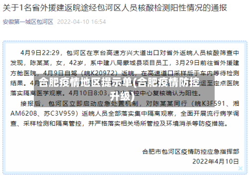 合肥疫情地区提示单(合肥疫情防控升级)