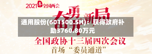 通用股份(601500.SH)：获得政府补助3760.80万元