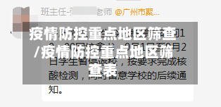 疫情防控重点地区筛查/疫情防控重点地区筛查表